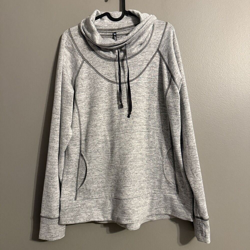 Kuhl Lea Funnel Cowl Neck pullover Sweatshirt L Gray Hiking Outdoors adventure